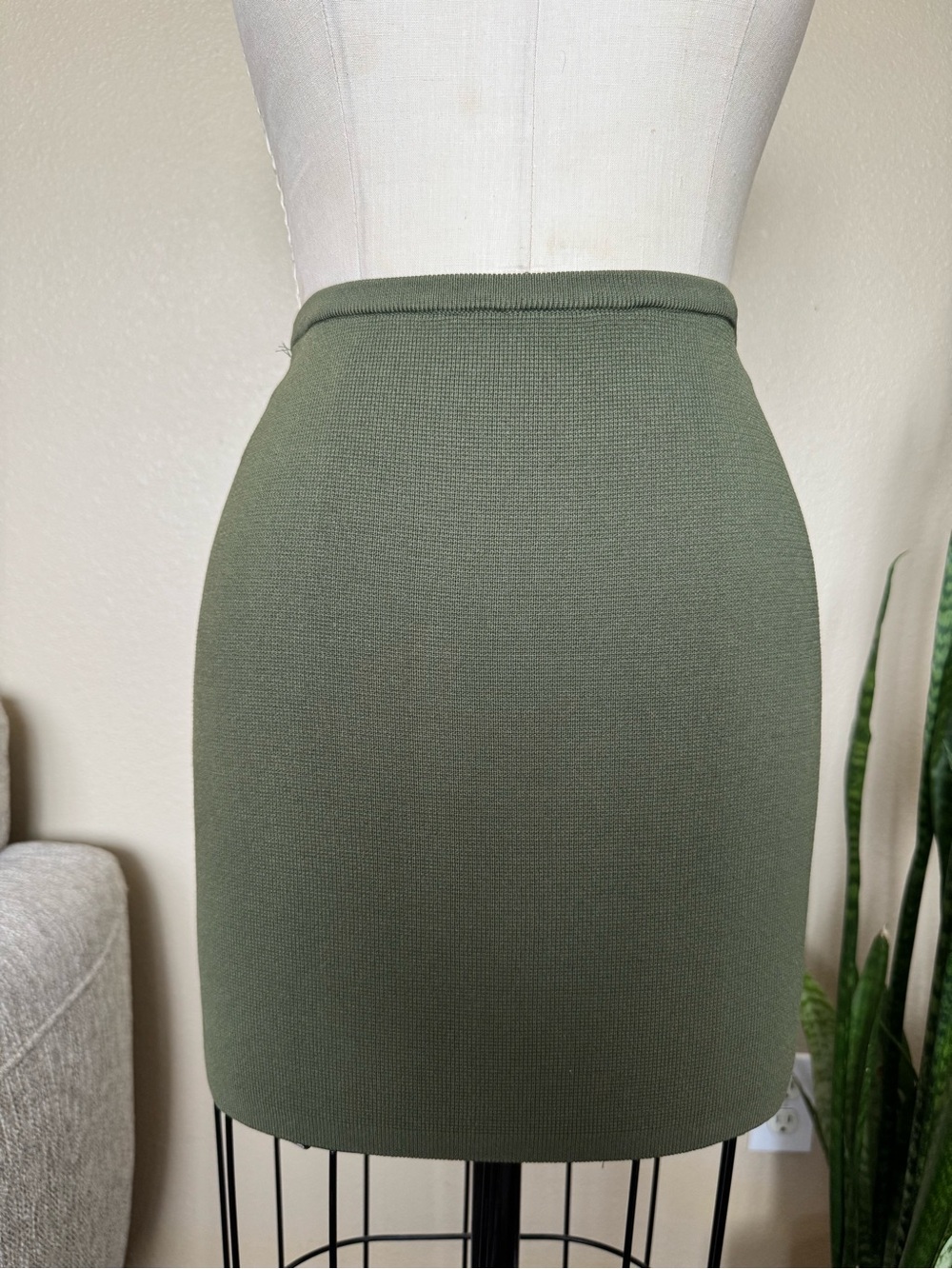 Torn by Ronny Kobo Olive Green Knit Mini Skirt